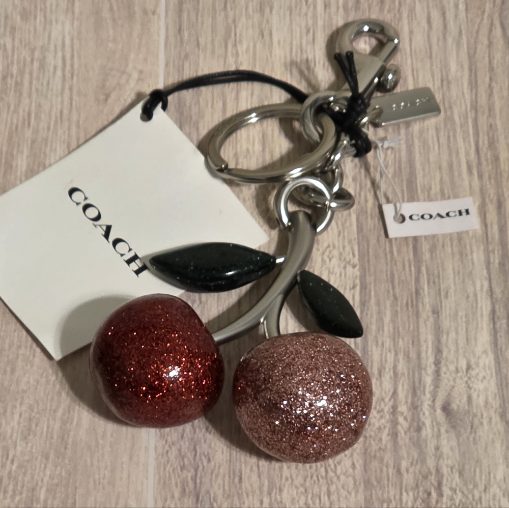 Coach XL Cherry Bag Charm Keychain Limited Edition NWT Pink Red Cherries🍒🍒♥️🩷